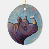 Rhinoceros maakt kleine vogelroddel leuk schilderi keramisch ornament (Links)