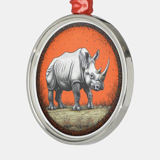 Rhinoceros Metalen Ornament (Links)