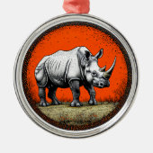 Rhinoceros Metalen Ornament (Voorkant)