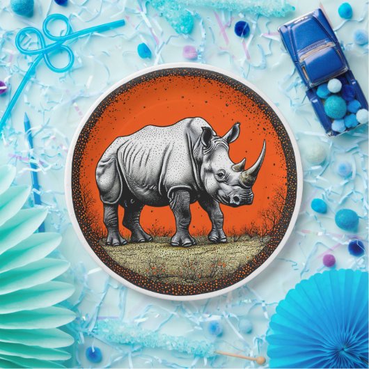 Rhinoceros Papieren Bordje (Feest)