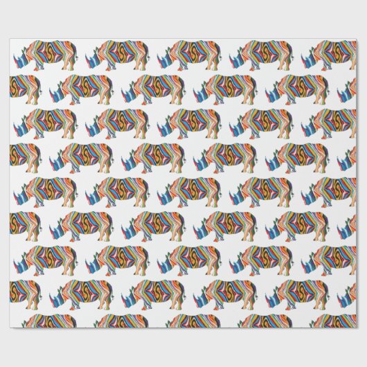Rhinoceros Psychedelic Zebra Cadeaupapier (Vlak)