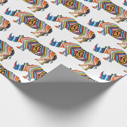 Rhinoceros Psychedelic Zebra Cadeaupapier (Hoek)