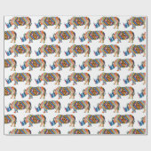 Rhinoceros Psychedelic Zebra Print Cadeaupapier (Vlak)