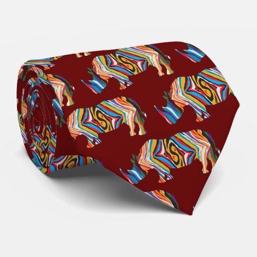 Rhinoceros Psychedelic Zebra Print Stropdas (Opgerold)