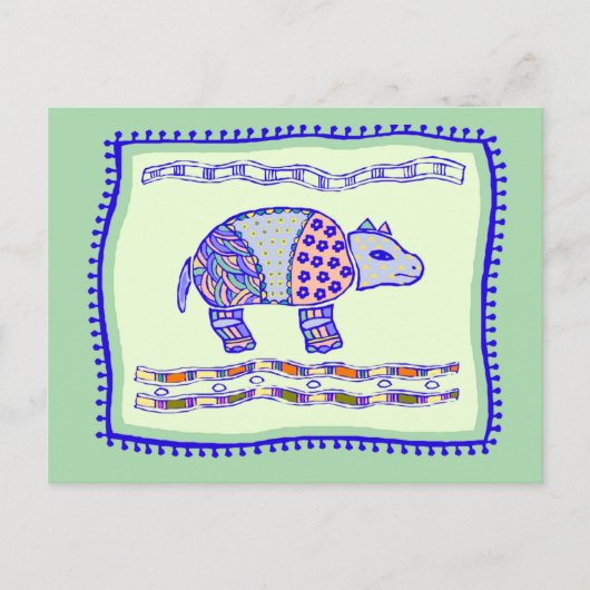 Rhinoceros Quilt Briefkaart (Voorkant)