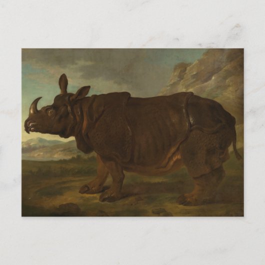 Rhinoceros (Rhino) (Wilde Dier) (door J.B. Oudry) Briefkaart (Voorkant)