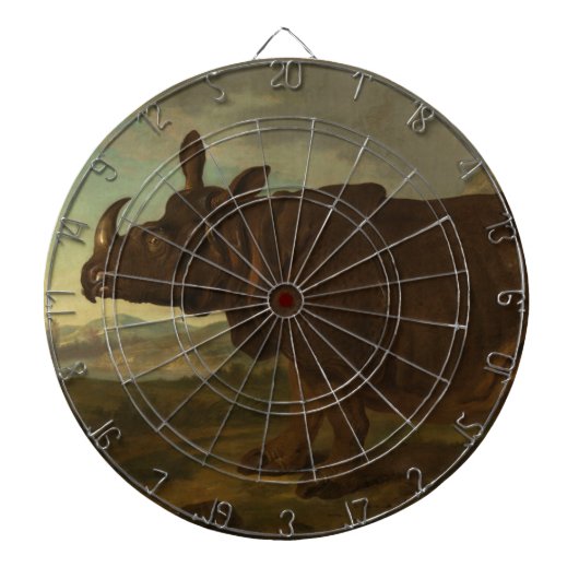 Rhinoceros (Rhino) (Wilde Dier) (door J.B. Oudry) Dartbord (Voorkant)