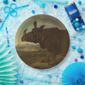Rhinoceros (Rhino) (Wilde Dier) (door J.B. Oudry) Papieren Bordje (Feest)