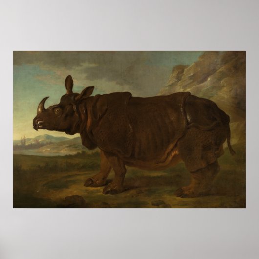 Rhinoceros (Rhino) (Wilde Dier) (door J.B. Oudry) Poster (Voorkant)