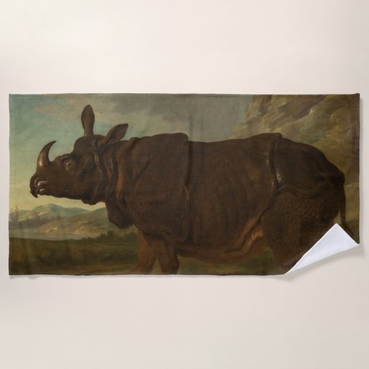 Rhinoceros (Rhino) (Wilde Dier) (door J.B. Oudry) Strandlaken (Voorkant)
