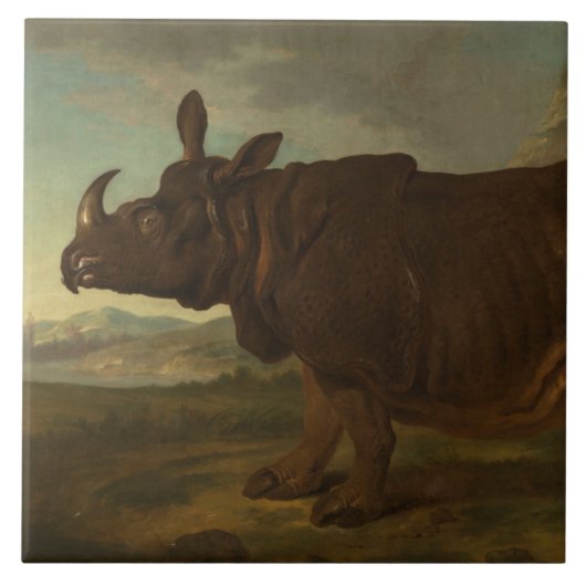 Rhinoceros (Rhino) (Wilde Dier) (door J.B. Oudry) Tegeltje (Voorkant)