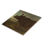 Rhinoceros (Rhino) (Wilde Dier) (door J.B. Oudry) Tegeltje (Zijkant)