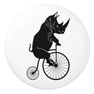 Rhinoceros Riding  Bike Keramische Knop