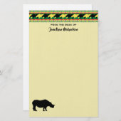 Rhinoceros Safari Weave Pattern Personalized Briefpapier (Voorkant / Achterkant)