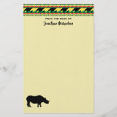 Rhinoceros Safari Weave Pattern Personalized Briefpapier (Voorkant)