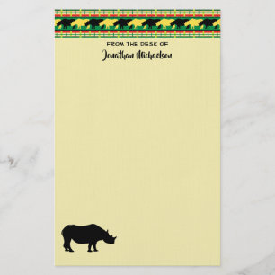 Rhinoceros Safari Weave Pattern Personalized Briefpapier