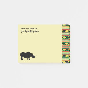 Rhinoceros Safari Weave Pattern Personalized Post-it® Notes
