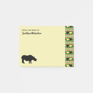 Rhinoceros Safari Weave Pattern Personalized Post-it® Notes
