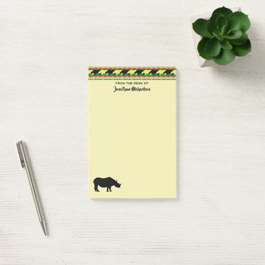 Rhinoceros Safari Weave Pattern Personalized Post-it® Notes (Kantoor)