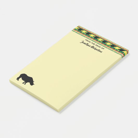 Rhinoceros Safari Weave Pattern Personalized Post-it® Notes (Schuin)