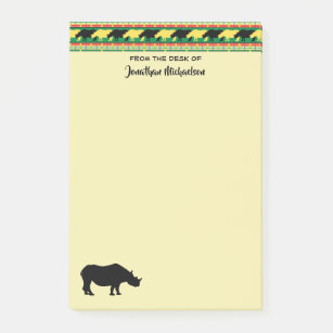 Rhinoceros Safari Weave Pattern Personalized Post-it® Notes