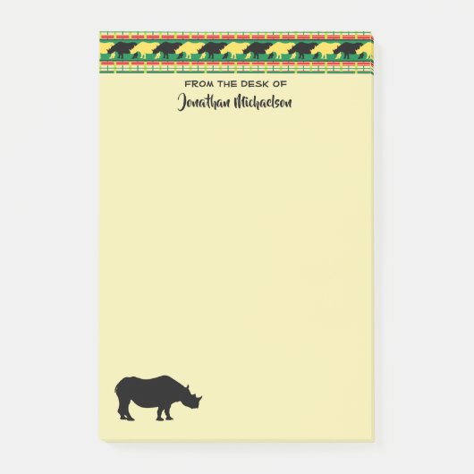 Rhinoceros Safari Weave Pattern Personalized Post-it® Notes (Voorkant)