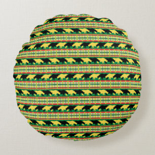 Rhinoceros Safari Weave Pattern Rond Kussen