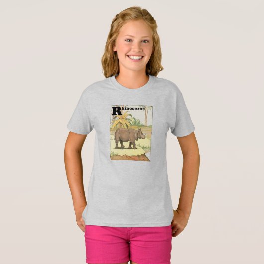 Rhinoceros Story Book Alphabet T-shirt (Voorkant volledig)