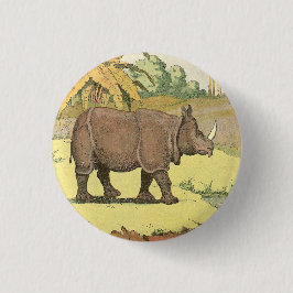 Rhinoceros Storybook Illustration Ronde Button 3,2 Cm