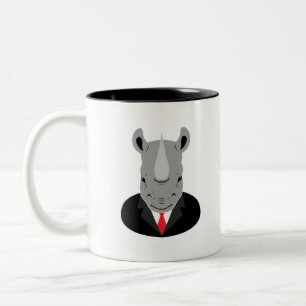 Rhinoceros tuxedo tweekleurige koffiemok