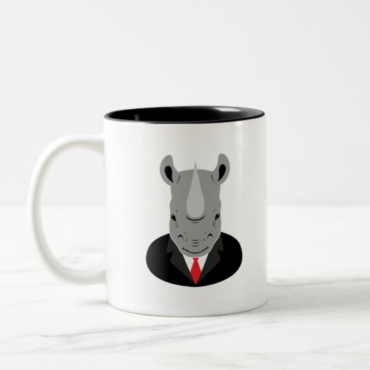 Rhinoceros tuxedo tweekleurige koffiemok (Links)