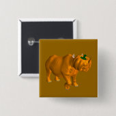 Rhinoceros Vierkante Button 5,1 Cm (Voorkant /achterkant)