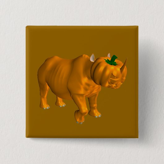 Rhinoceros Vierkante Button 5,1 Cm (Voorkant)