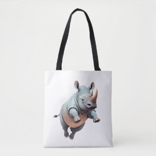 Rhinoceros vrolijk speels plezier springen in de l tote bag