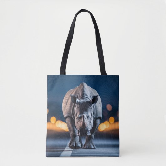 Rhinoceros wilde dieren op straat uit tote bag (Voorkant)
