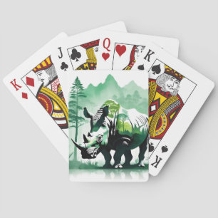 Rhinoceros Wildlife Animal Natuur Forest Mountain Pokerkaarten