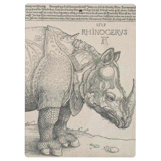 Rhinoceros Woodcut by Albrecht Durer Klembord (Achterkant)