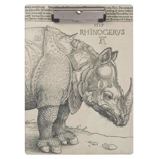 Rhinoceros Woodcut by Albrecht Durer Klembord (Voorkant)
