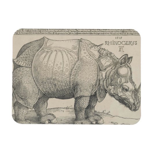 Rhinoceros Woodcut by Albrecht Durer Magneet (Horizontaal)