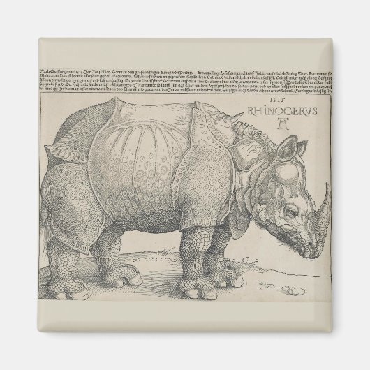 Rhinoceros Woodcut by Albrecht Durer Magneet (Voorkant)