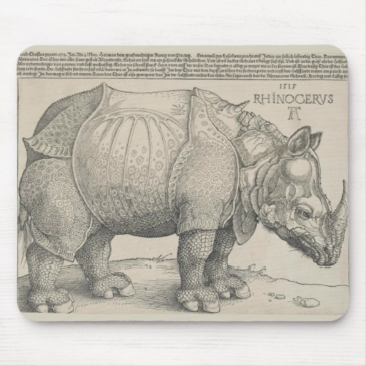 Rhinoceros Woodcut by Albrecht Durer Muismat (Voorkant)