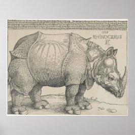 Rhinoceros Woodcut by Albrecht Durer Poster