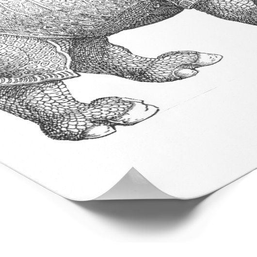 Rhinoceros Woodcut Poster (Hoek)
