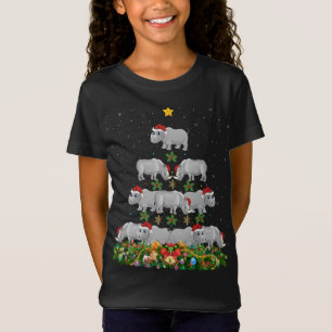 Rhinoceros Xmas Boom Gift Santa Hoed Rhino Kerstmi T-shirt