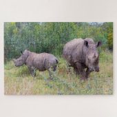 Rhinoceroses fotopuzzel legpuzzel (Horizontaal)