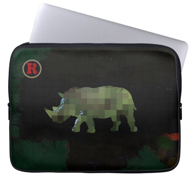 rhinodierkunst laptop sleeve (Voorkant)