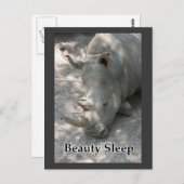 Rhinofoto met "Beauty Sleep"-tekst Briefkaart (Voorkant / Achterkant)