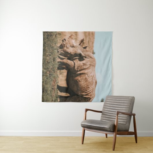 RHINO'S IN AFRIKA GRAZING WANDKLEED (In Situ (horizontaal))