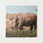 RHINO'S IN AFRIKA GRAZING WANDKLEED (Voorkant)