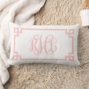 RHL Licht Roze Griekse Sleutel Script Monogram Kussen